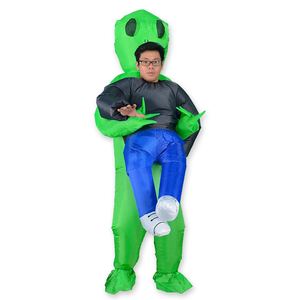 Costume gonflable extraterrestre vert enlèvement, déguisement