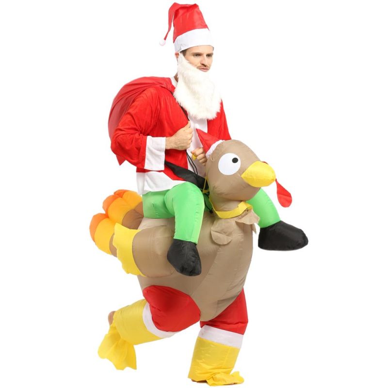 Costume gonflable père Noël monter sur une dinde – Image 5