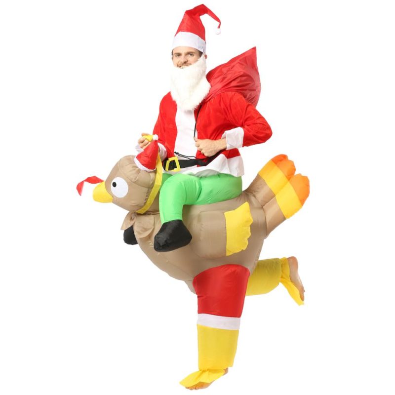 Costume gonflable père Noël monter sur une dinde – Image 4