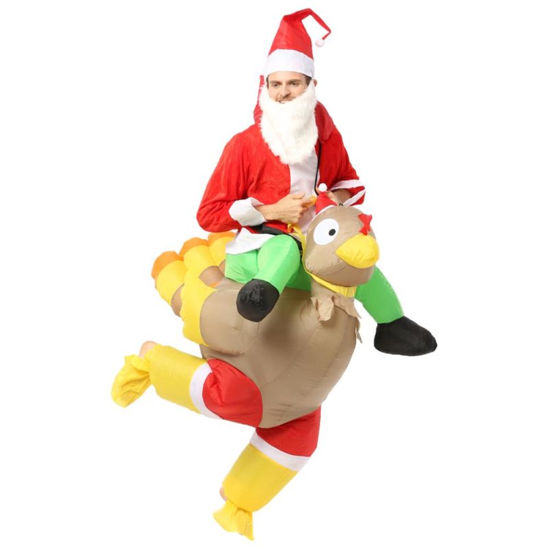 Costume gonflable père Noël monter sur une dinde – Image 3