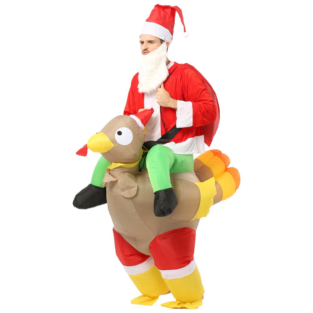 36860-rhgpzx.jpg Costume gonflable père Noël monter sur une dinde – Image 1