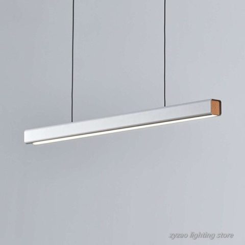 Suspension LED contemporaine, minimaliste, en aluminium et bois – Image 2