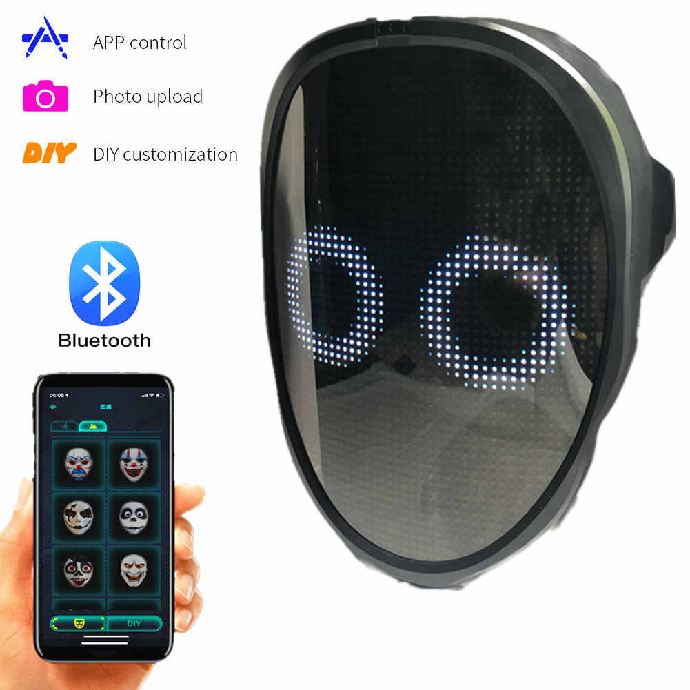 Masque LED, Bluetooth, édition d'images, animation de texte, avec batterie intégrée