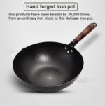 Wok traditionnel en fer antiadhésif 32 cm, avec couvercle en bois – Image 5