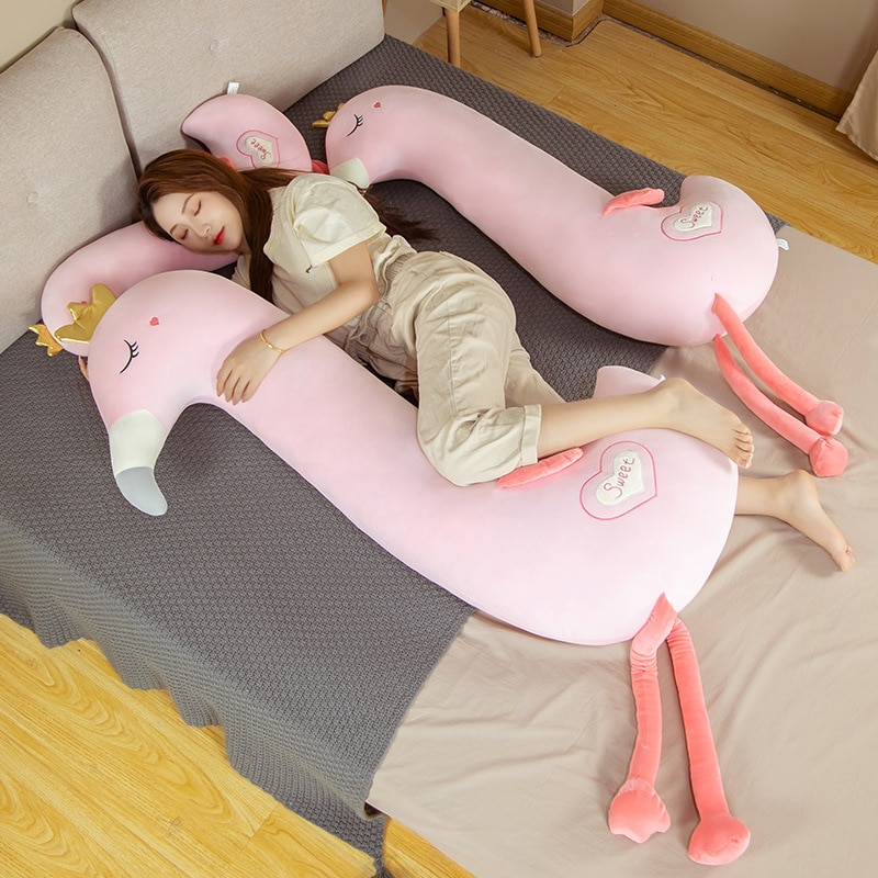 Peluche coussin Flamant Rose long et doux, 90 à 130 cm