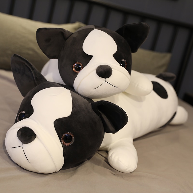 Peluche Bouledogue français coussin doux, de 80 à 120 cm