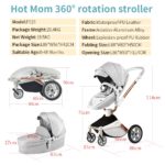 Hot Mom Poussette combinée F023, 3 en 1, pivotantes à 360° – Image 5