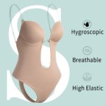 Lot de 2 body moulants, à col V profond avec bretelles transparentes, rembourrés, dos nu – Image 4