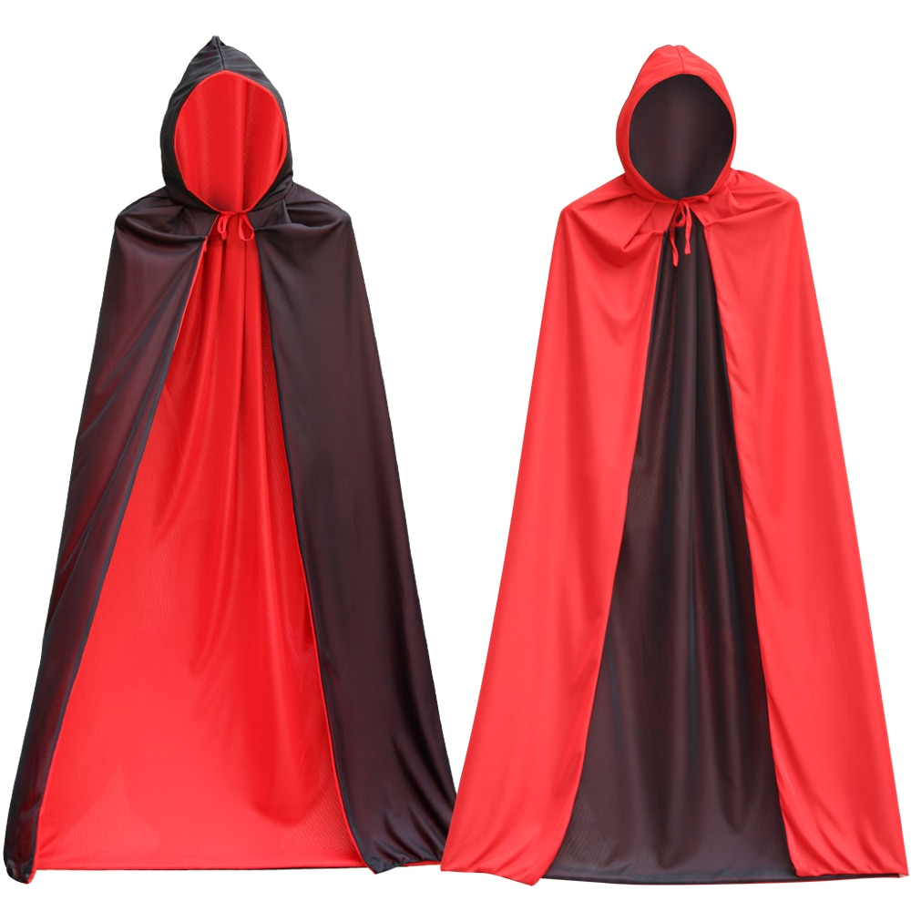 Cape de Vampire avec capuche, col montant, réversible, pour enfants et adultes