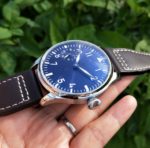 Montre mécanique pour homme, cadran bleu, 44 mm, verre de Saphir, mouvement manuel – Image 4