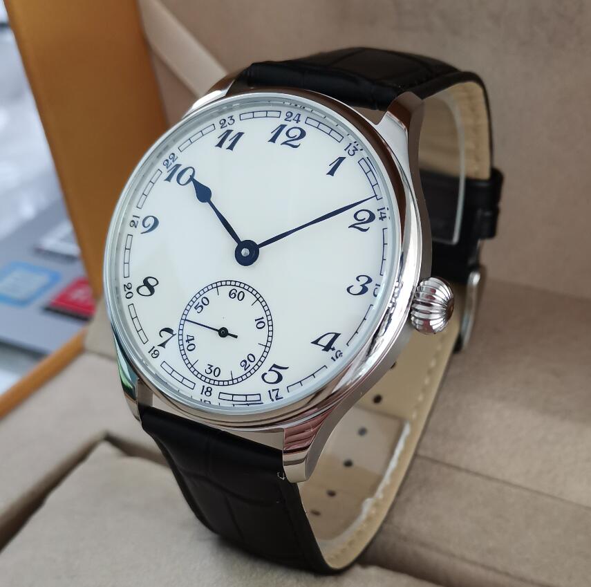 Montre mécanique pour homme, cadran blanc, 44 mm, verre de Saphir, mouvement manuel