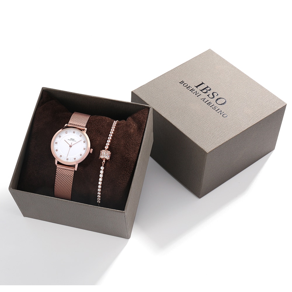 Ensemble 2 pièces, montre ultra fine et bracelet pour femme, en acier inoxydable, 30 mm