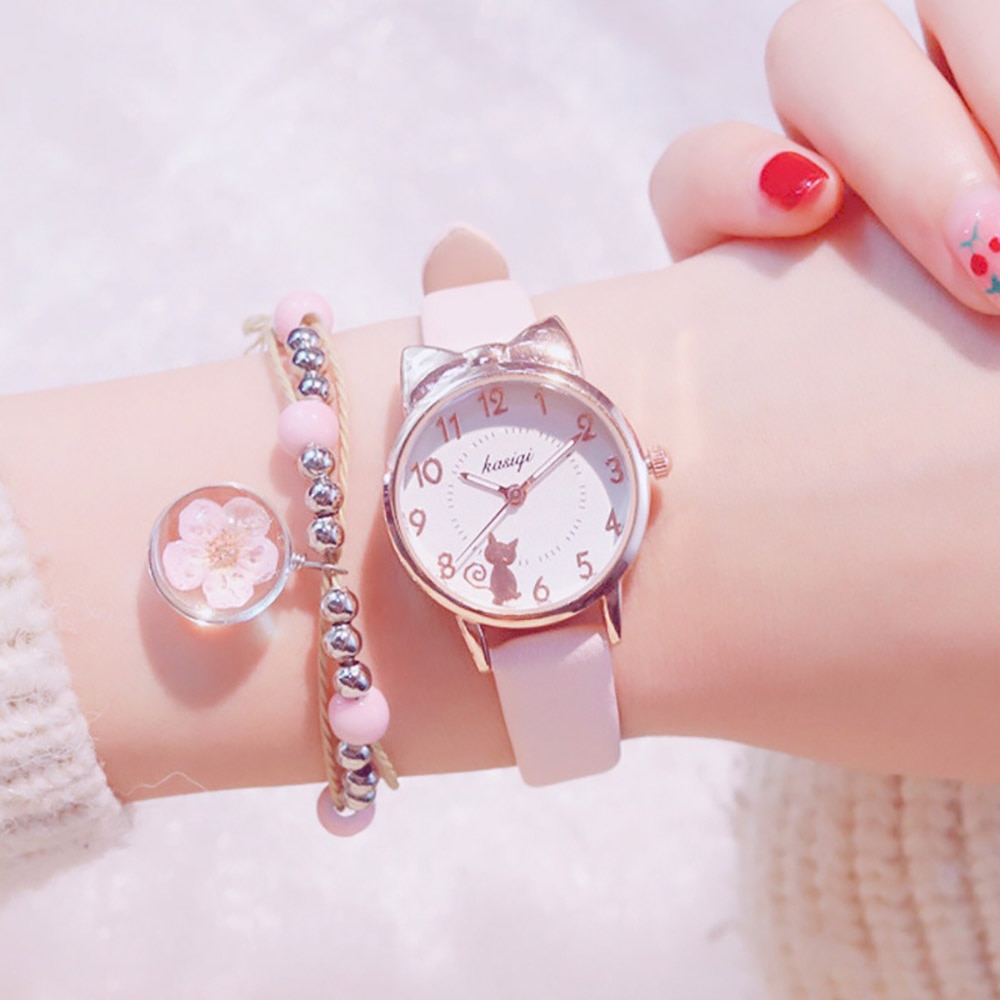Ensemble 2 pièces, montre et bracelet pour enfant, Chat
