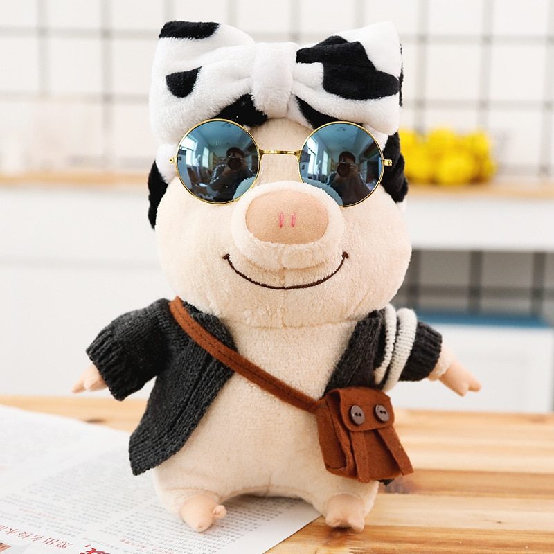Peluche cochon mignon avec accessoires, 30 cm