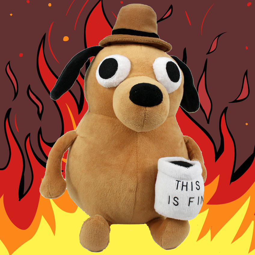 Peluche chien avec tasse de café, 22 cm
