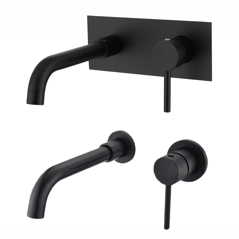 Robinet mitigeur mural en acier inoxydable, finition noir