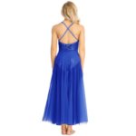 Robe de danse tutu en maille Léotard pour femme, à paillettes brillantes, bretelles spaghetti – Image 5