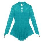 Costume de danse en dentelle, manches longues, col montant, dentelle douce, justaucorps – Image 3