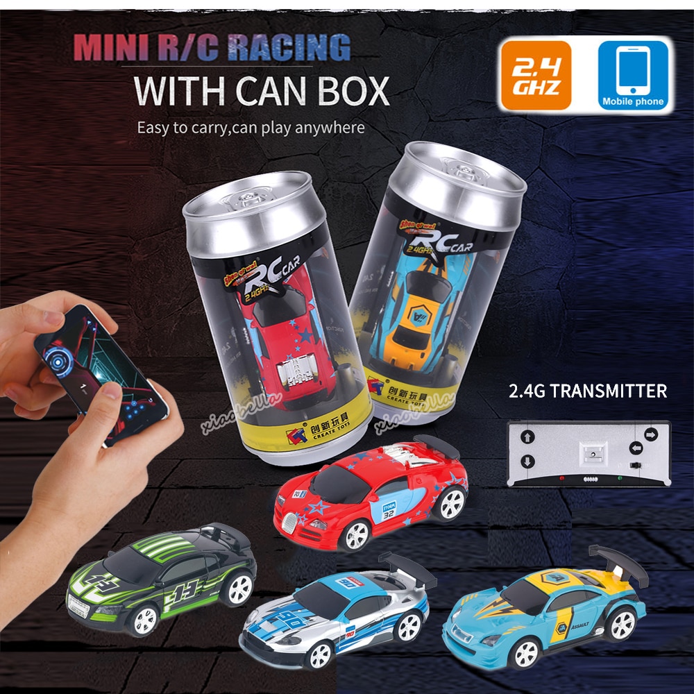 Mini voiture télécommandée, avec étui en canette, Bluetooth, échelle 1:58