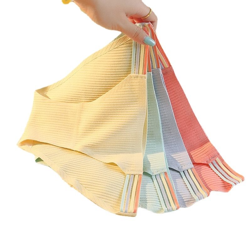 Lot de 3 culottes en coton à ceinture arc-en-ciel, taille basse