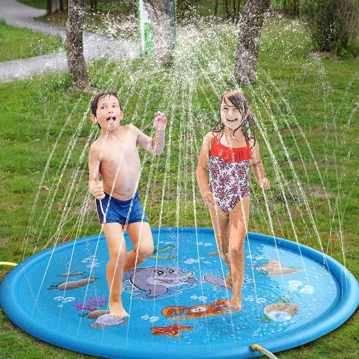 101183-bnh1a8.jpg Jeu d'arrosage d'eau amusant d'extérieur, gonflables, tapis de pulvérisation d'eau de cour – Image 1