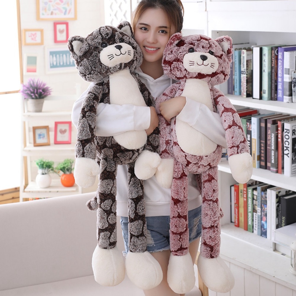 Peluche chat kawaii, longues jambes, de 50 à 90 cm