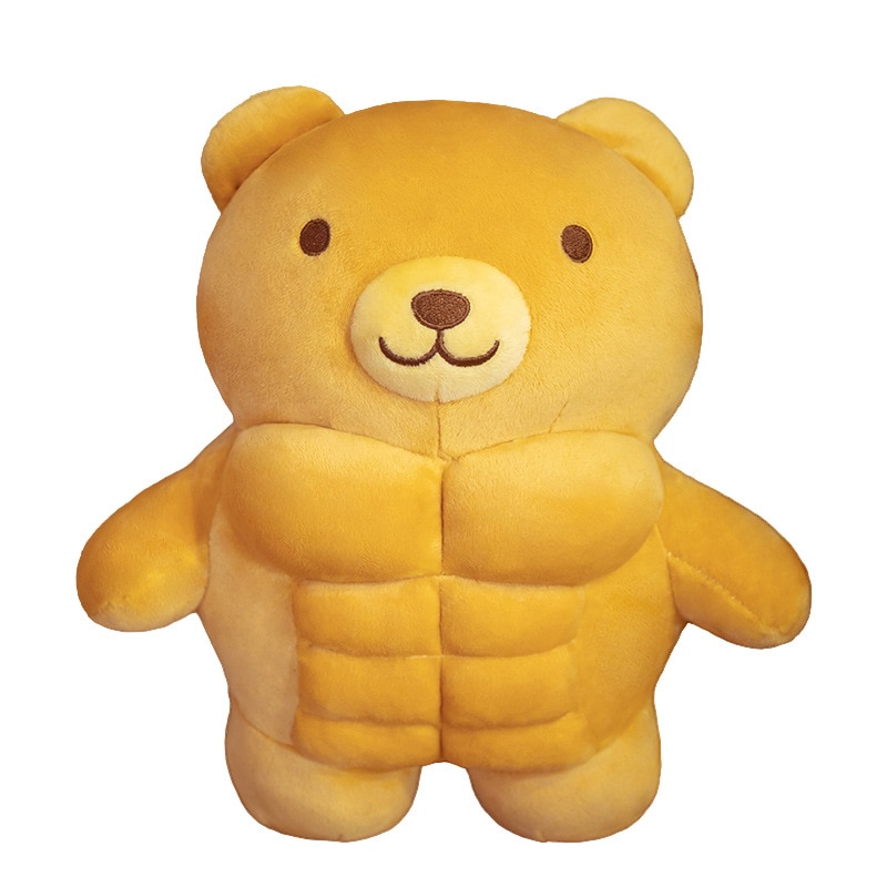 Peluche ours, cochon et lion musclé, 30 cm