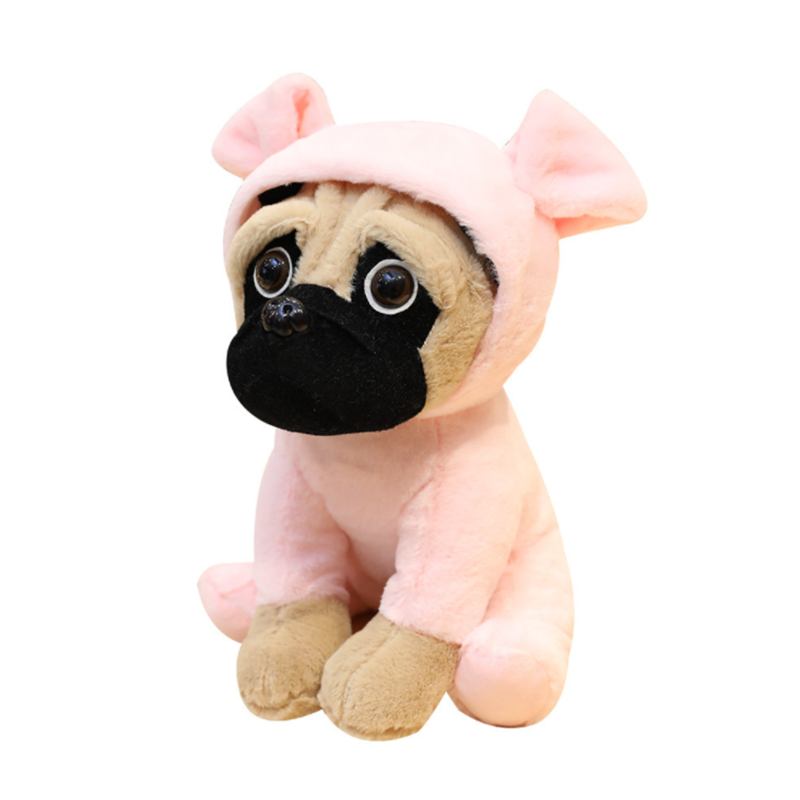 Peluche chien Carlin mignon en pyjama, 20 cm