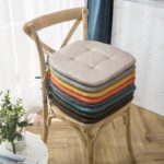 Lot de 4 coussins de chaise en lin, antidérapant, mémoire – Image 2