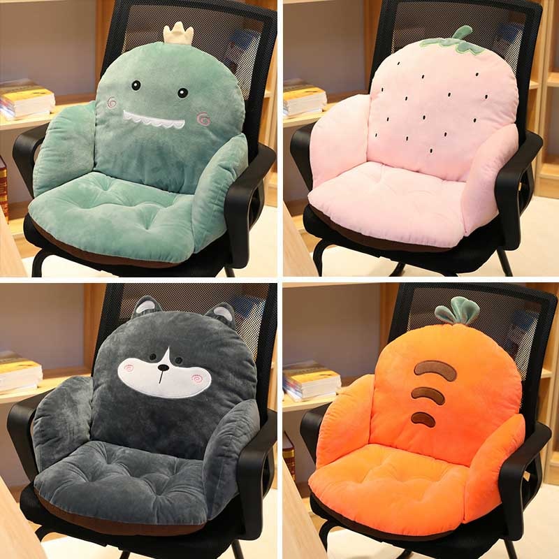 Coussin de chaise de bureau en peluche, antidérapant, support lombaire, doux et confortable