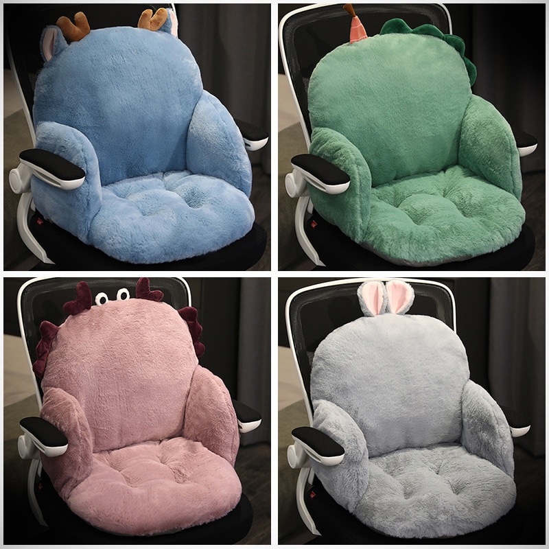 Coussin de chaise de bureau en fausse fourrure de lapin, doux, confortable et épais