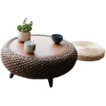 Table basse ronde en rotin pour le thé, fabriquée à la main – Image 6
