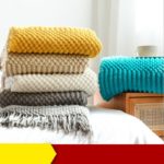 Couverture tricotée à glands, couleur unie, géométrique, douce et confortable – Image 3