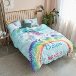 Ensemble 2 à 3 pièces imprimé licorne, housse de couette et taies d'oreiller – Image 2