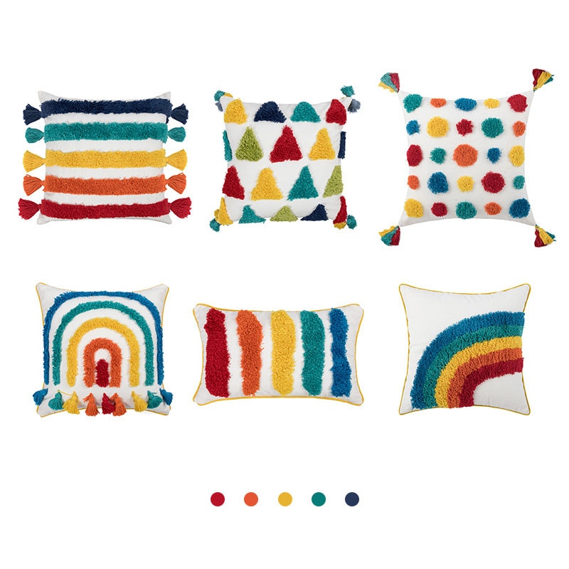 Housse de coussin colorés en coton, de style berbère, 45x45cm, 30x50cm