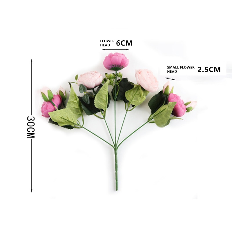 Bouquet de fleurs pivoines artificielles en soie, 30 cm