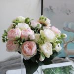 Bouquet de fleurs pivoines artificielles en soie, 30 cm – Image 3