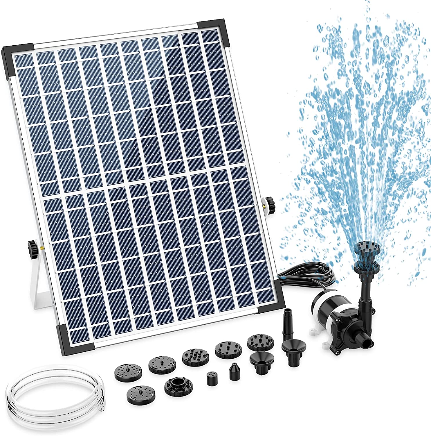 Ensemble fontaine solaire 12W, 12 buses à double couche, pour étang et piscine