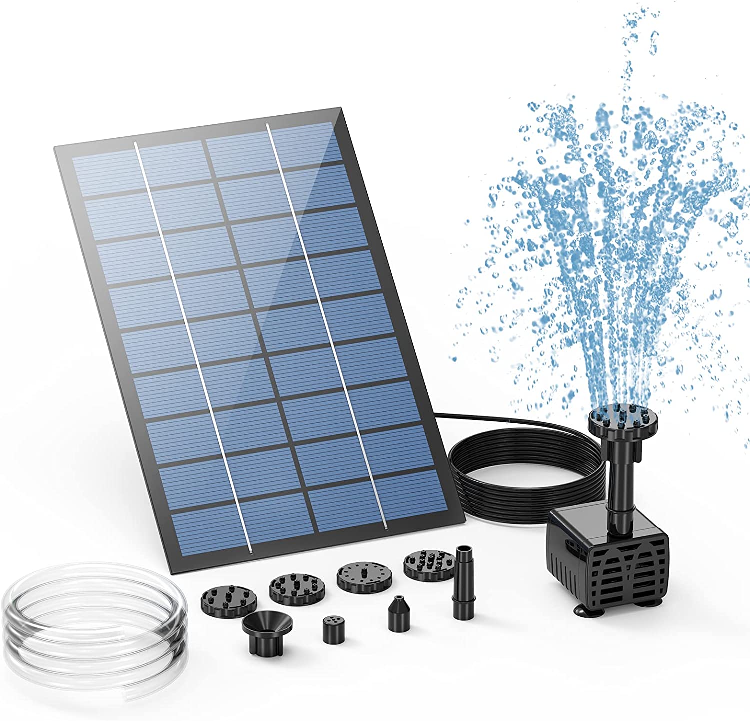 Ensemble fontaine solaire 2.5W, avec 6 buses, pompe à énergie solaire pour étang