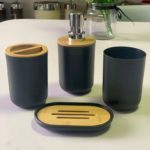 Lot de 4 accessoires de salle de bain, Bambou – Image 5
