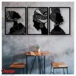 Ensemble 3 pièces, art mural en bois, femmes africaines, 3D créatif et élégant – Image 6