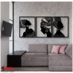 Ensemble 3 pièces, art mural en bois, femmes africaines, 3D créatif et élégant – Image 5