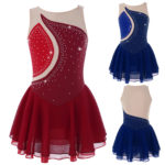 Costume de patinage artistique, danse lyrique pour enfant, strass brillant – Image 2