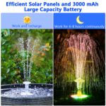 Fontaine à eau solaire 5.5W à LED avec 16 Buses, 3000mAh, pour jardin, bain d'oiseaux, étang – Image 2