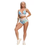 Ensemble de fitness 2 pièces, short et haut court, taille haute, dos nu, imprimé – Image 9