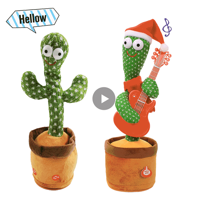 Peluche Cactus parlant, danse et répète vos mots, 120 chansons, rechargeable