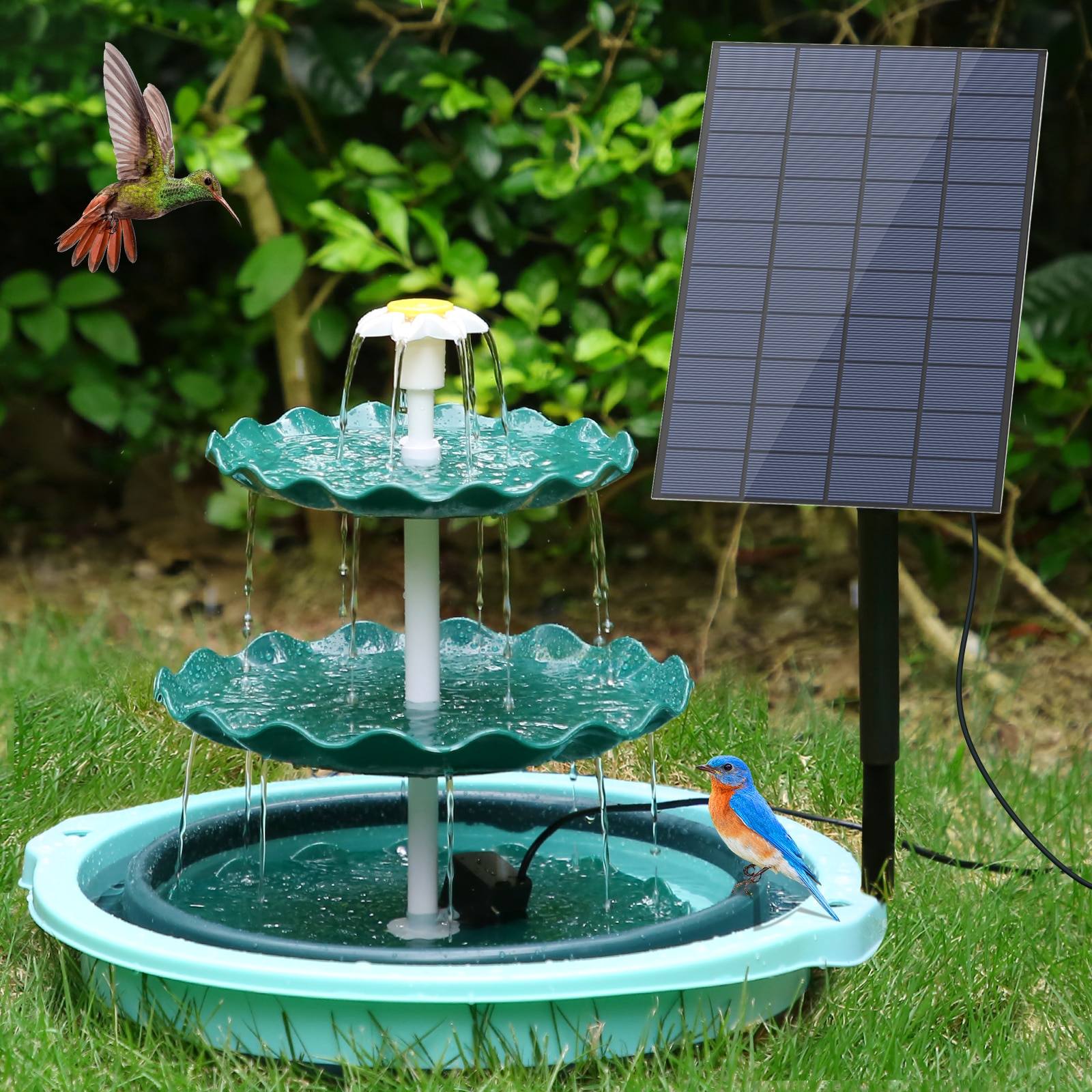 Ensemble de fontaine solaire 7.5W à 3 niveaux, adapté au bain d’oiseaux, pour jardin