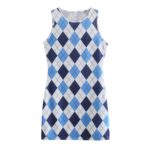 Robe mini sans manches, imprimée géométrique, slim, extensible et sexy – Image 2