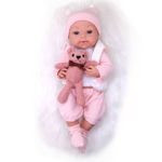 Poupée de bébé en silicone souple, imperméable, avec ours en peluche, 43 cm – Image 3