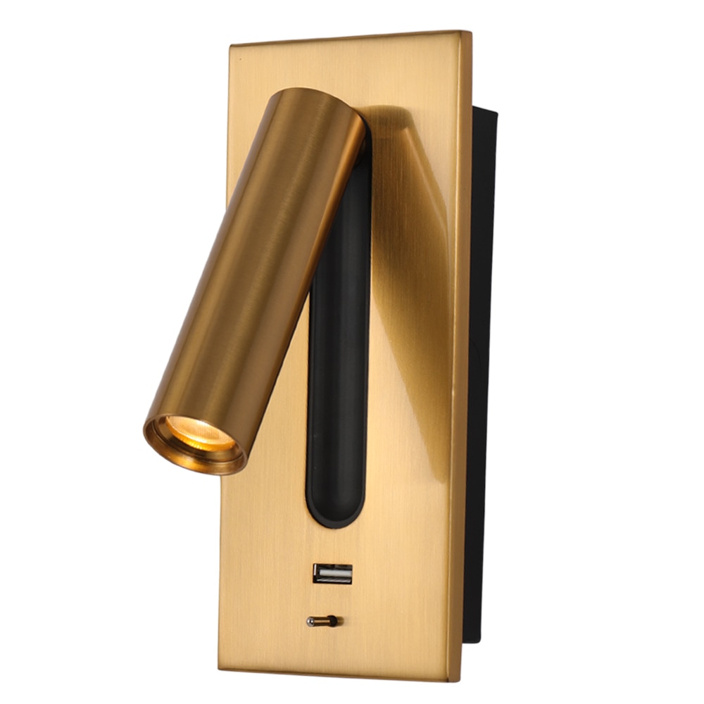 Applique murale LED avec chargeur USB, design moderne, 3W, 4 couleurs